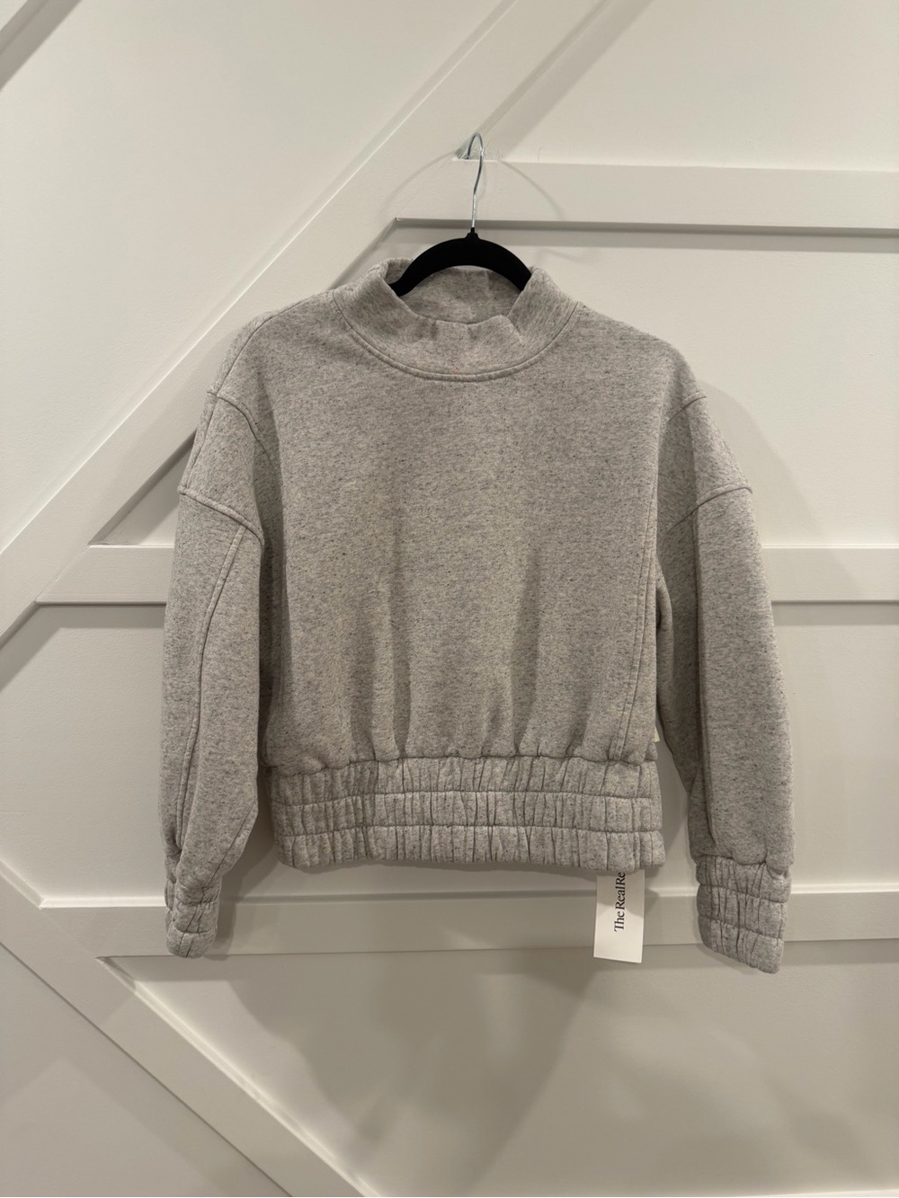 Varley Dunbar Sweatshirt Size Medium Gray Pullover Sweater Ivory Fleck Marl Crop - Picture 11 of 13